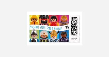 Deutsche Post und Playmobil präsentieren Sonderbriefmarke (Foto: Deutsche Post. PLAYMOBIL)